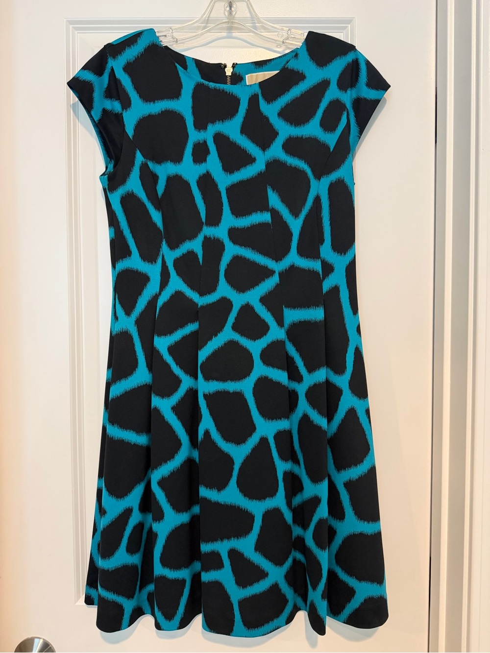 Michael Kors Black and Turquoise Printed Swing Dress